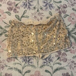 Gold Sequin Micro Mini Skort
